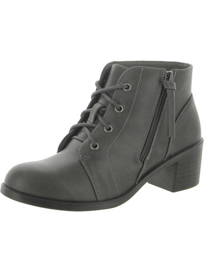 Easy Street Becker Womens Faux Leather Block Heel Ankle Boots In Grey