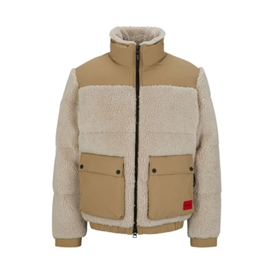 Hugo Regular-fit Jacket In Mixed Materials In White