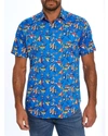 Robert Graham Gone Fishing Stretch Print Short Sleeve Button-up Shirt In Blue
