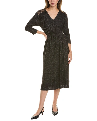 Bobeau 3/4-sleeve Midi Dress In Black