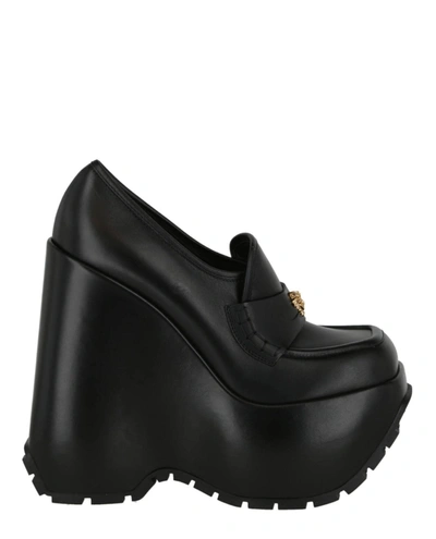Versace Medusa Platform Loafers In Black