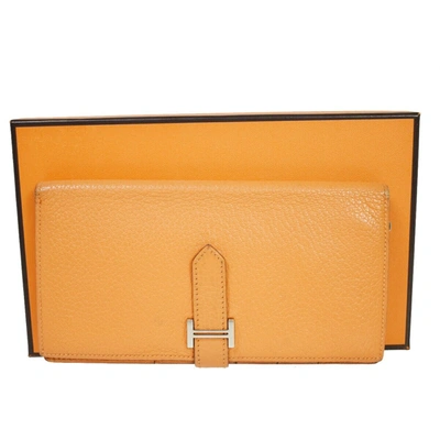 Hermes Hermès Béarn Orange Leather Wallet  ()