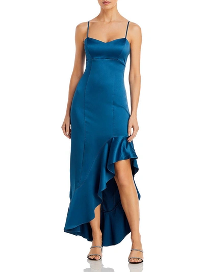 Aqua Womens Ruffled Hi-low Midi Dress In Blue