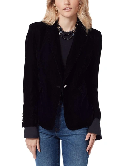 Sam Edelman Womens Velvet Embellished One-button Blazer In Black