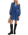 Maje Rianna Chiffon Mini Dress In Blue