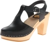 SWEDISH HASBEENS T-STRAP SKY HIGH CLOGS IN BLACK