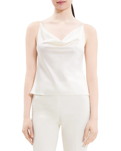 Theory Cowl-neck Satin Cami In White