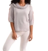 FRENCH KYSS RAQUELLE COWL-NECK CROCHET TOP IN FROST