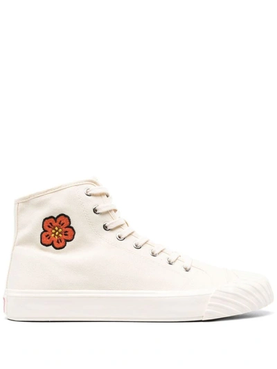 Kenzo School Canvas Sneakers In White