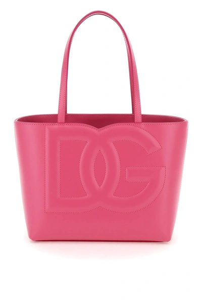 Dolce & Gabbana Leather Logo Tote In Pink