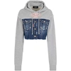 Dsquared2 Panelled Crop Hoodie In Blue/grey