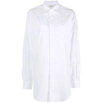 Maison Margiela Long-sleeve Plain Cotton Shirt In White
