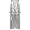 Mm6 Maison Margiela Drawstring-fastening Metallic Trousers In Silver