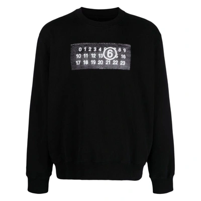 Mm6 Maison Margiela Sweatshirt With Numeric Logo Print In Black