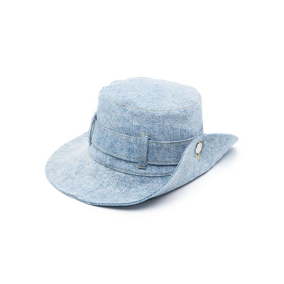 Moschino Jeans Logo-appliqué Denim Sun Hat In Blue