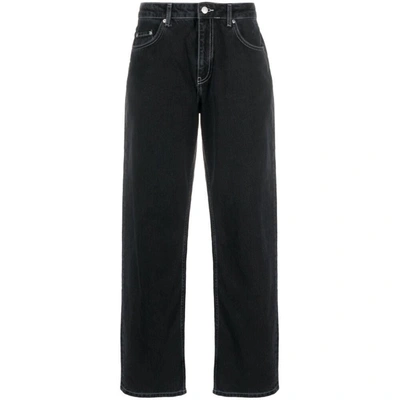 Moschino Jeans Contrast-stitching Straight-leg Jeans In Black