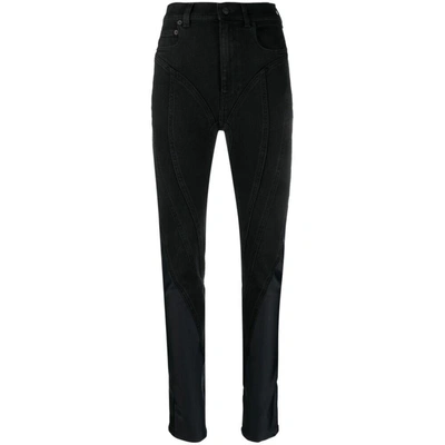 Mugler Contrast-panel Slim-fit Jeans In Black
