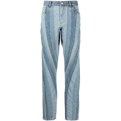 Mugler Spiral Straight-leg Jeans In Blue