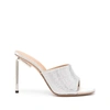 Off-white Allen 100mm Crystal-embellished Satin Mules In Grey/silver