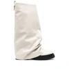Attico Robin Layered Leather Boots In Neutrals