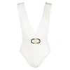 Zimmermann Alight Texture Plunge One-piece Swimsuit In White