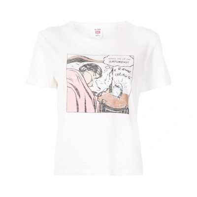 Re/done Wake Me Up On Saturday T-shirt In White