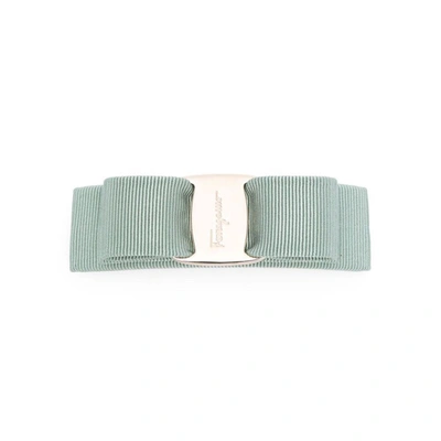 Ferragamo Salvatore  Logo Engraved Hairpin In Aqua Green