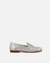 Veronica Beard Woven Metallic Penny Loafers In Silver