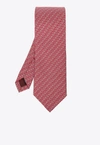 FERRAGAMO DIAGONAL GANCINI PRINT SILK TIE