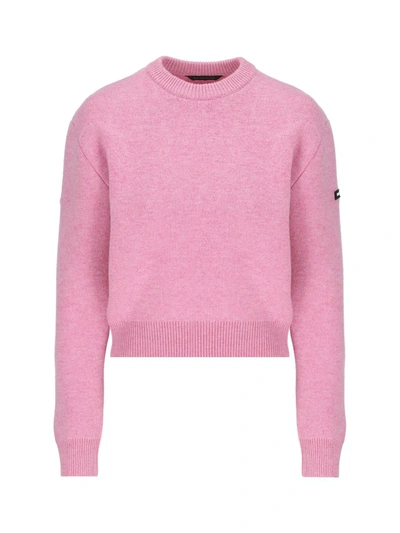 Balenciaga Logo Patch Knitted Jumper In Pink