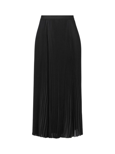Balenciaga Elastic Waist Pleated Midi Skirt In Black