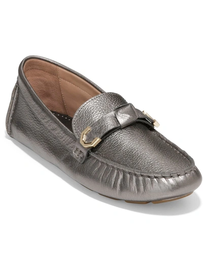 Cole Haan Evelyn Bow Leather Driver In Grey