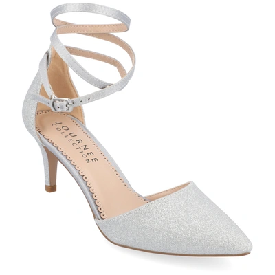 Journee Collection Journee Luela Glitter Ankle Strap Pump In Silver