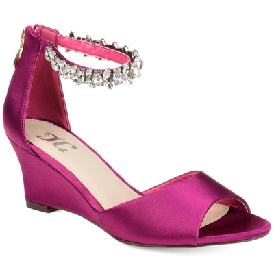 Journee Collection Journee Connor Embellished Strap Wedge Sandal In Pink