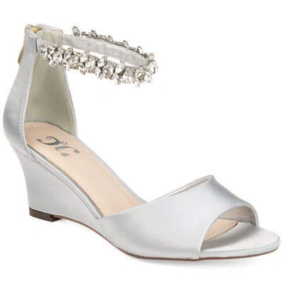 Journee Collection Journee Connor Embellished Strap Wedge Sandal In Grey