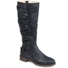 Journee Collection Womens Carly Stacked Heel Riding Boots In Blue