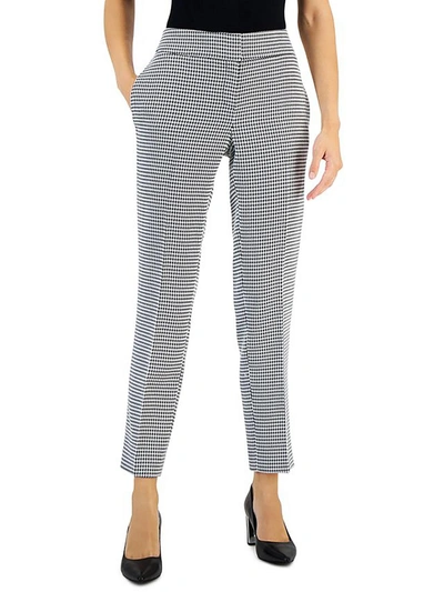 Kasper Womens Knit Houndstooth Dress Pants In Black,white