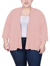 Ny Collection Plus Size Draped Open-front Cardigan In Gold