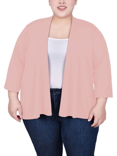 Ny Collection Plus Size Draped Open-front Cardigan In Gold
