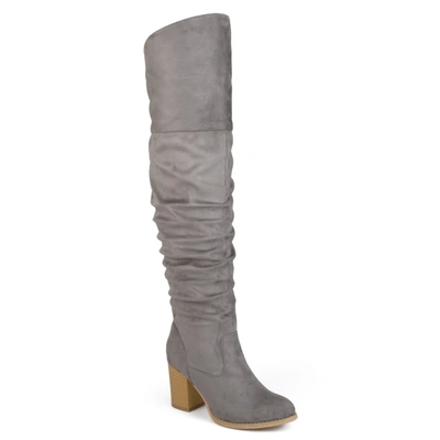 Journee Collection Kaison Womens Faux Suede Almond Toe Over-the-knee Boots In Grey
