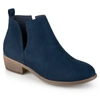 Journee Collection Women's Rimi Notched Ankle Stacked Heel Booties In Blue