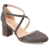 Journee Collection Foster Womens Pointed Closed Toe Block Heel Pumps In Grey