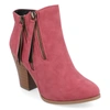 Journee Collection Womens Vally Inside Zip Stacked Heel Booties In Pink