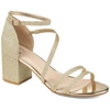 Journee Collection Bella Womens Glitter Block Heels In Gold