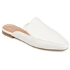 Journee Collection Women's Akza Wide Width Slip On Square Toe Mules Flats In White