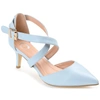 Journee Collection Women's Riva Crisscross Strap Pointed Toe Pumps In Blue