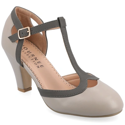 Journee Collection Journee Olina T-strap Pump In Grey