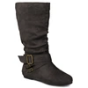 Journee Collection Women's Shelley Wide Calf Rouched Buckle Mid Shaft Boots In Grey