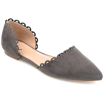 Journee Collection Jezlin Womens Scalloped Slip On Pointed Toe Flats In Grey