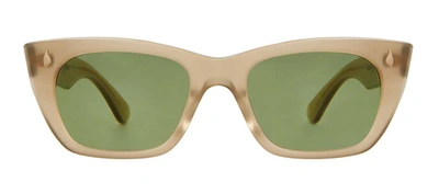 Garrett Leight Webster 2138-49-chant/grn Square Sunglasses In Green